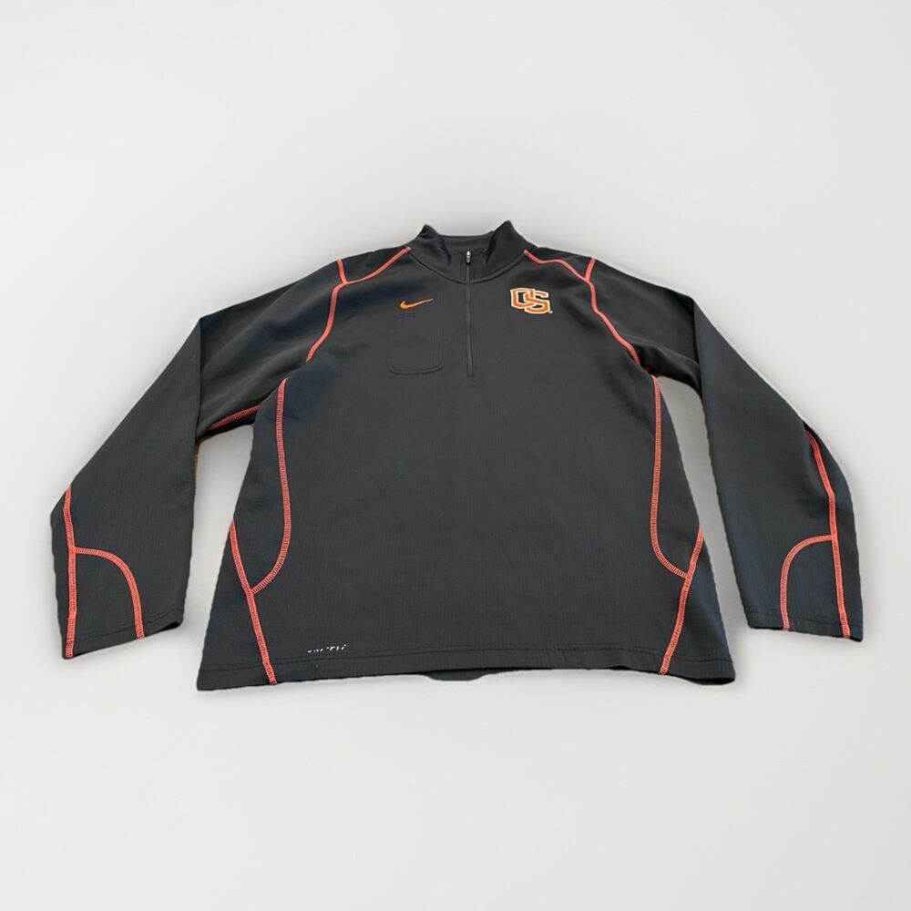 Nike Mens Black 1/4 Zip OSU Oregon State Beavers Fleece Long Sleeve Jacket M